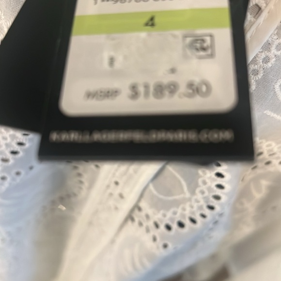 🆕 Karl Lagerfeld Paris Cotton Eyelet Two Button Blazer - Picture 16 of 16